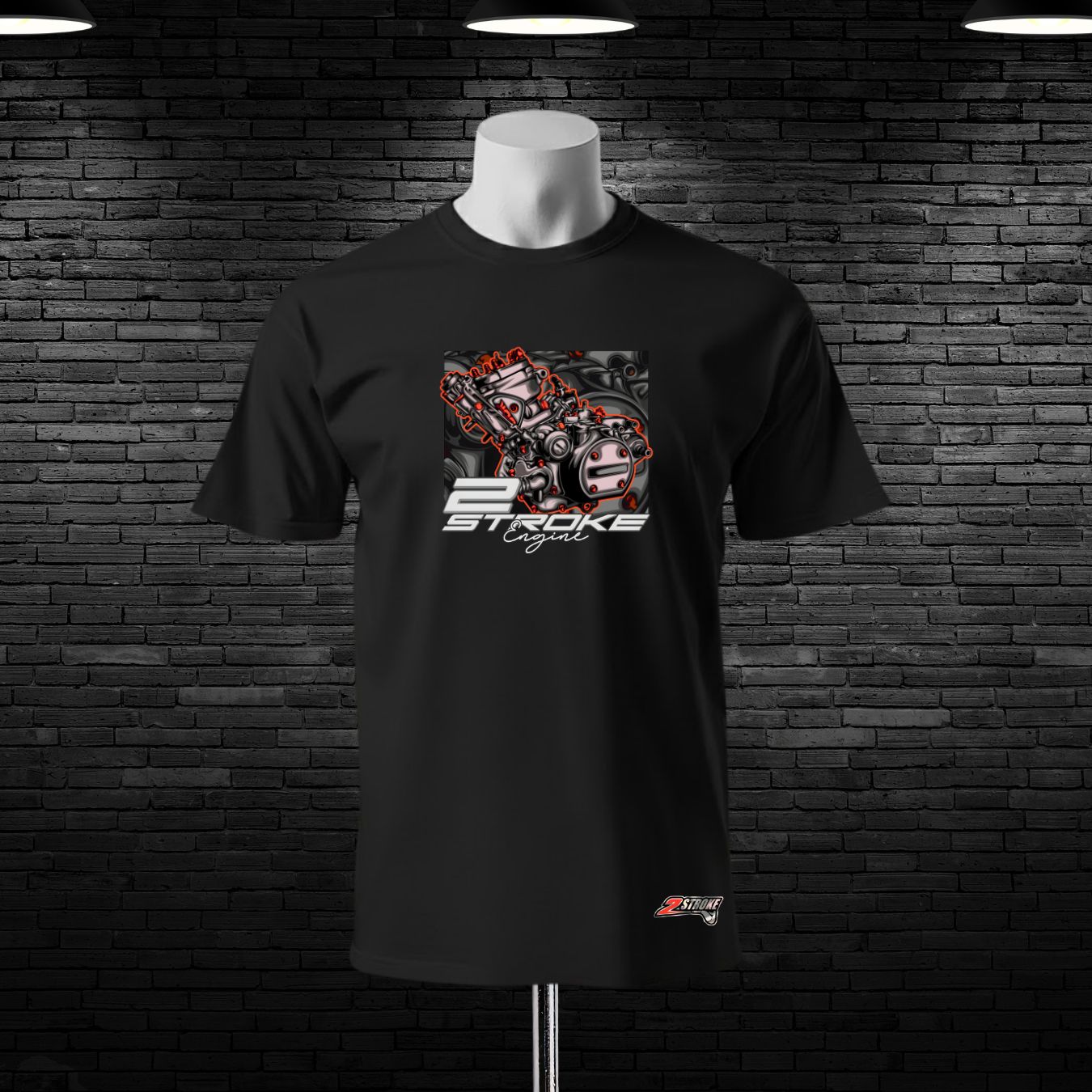 Tow Stroke Enginee Printed Cotton T-shirt