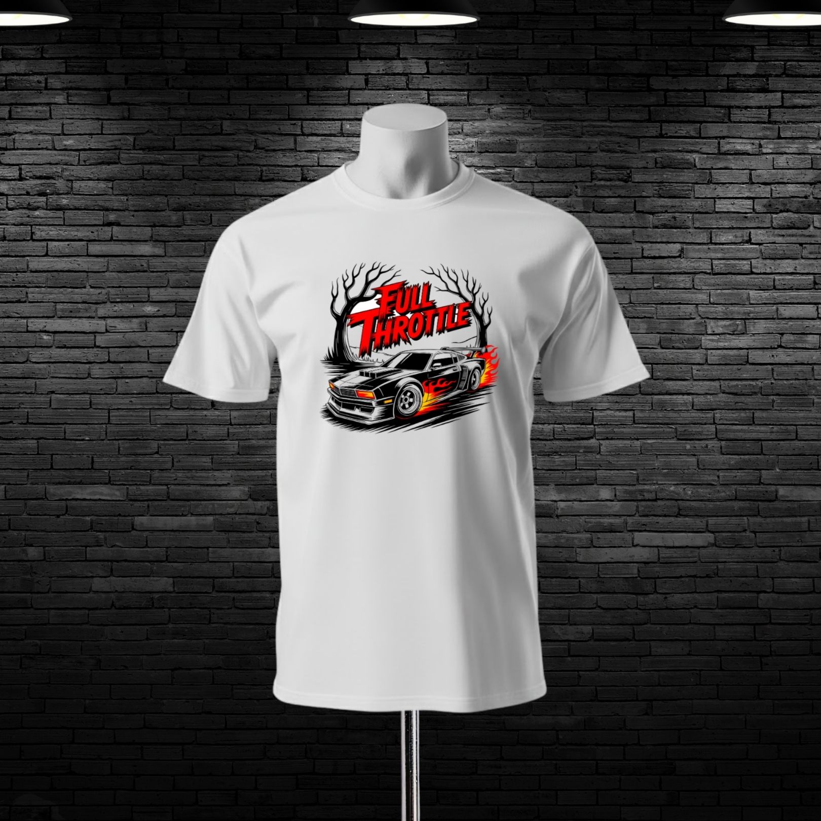 Full Throttle Car Design Printed Cotton T-shirt