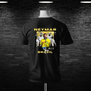Brazil Neymar Jr Back Print Cotton T-shirt