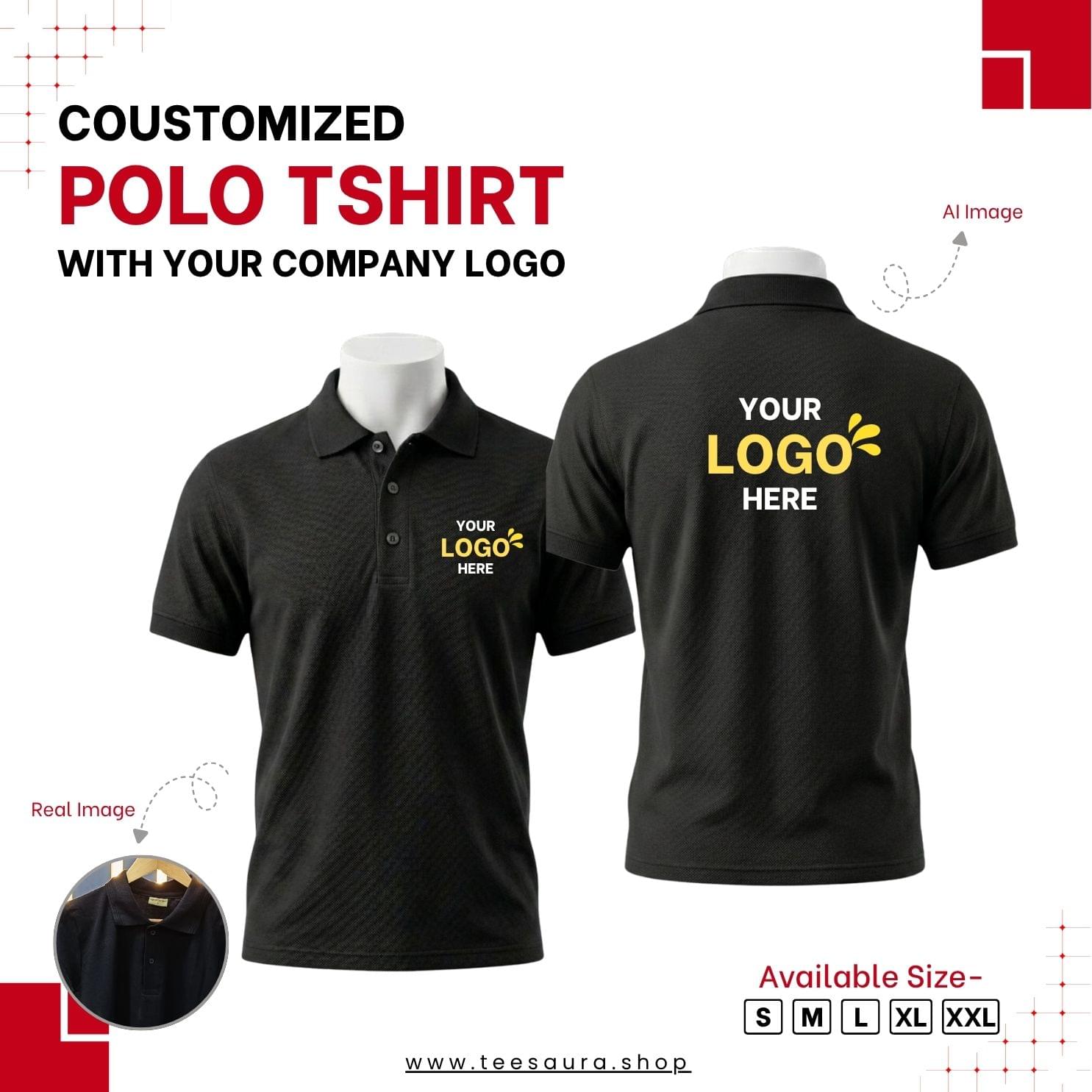 Customized Polo T-Shirt With Your Company Logo | Order Logo Printed Tees | Teesaura.shop