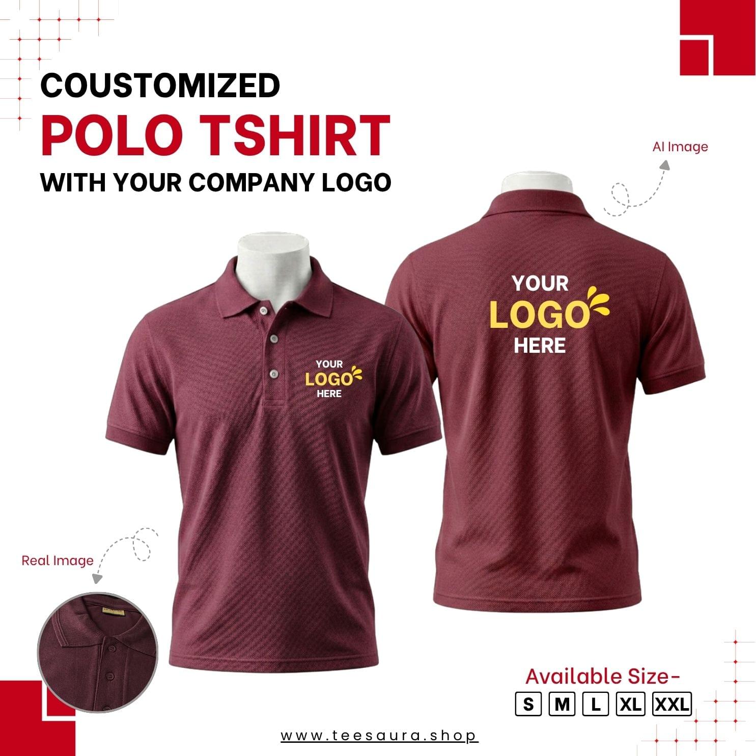 Customized Polo T-Shirt With Your Company Logo | Order Logo Printed Tees | Teesaura.shop - Image 2