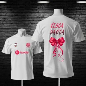 Barcelona Visca Barca With Hello Kitty Custom Printed Cotton T-shirt For Women's.