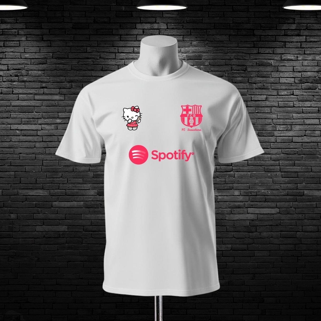 Barcelona Visca Barca With Hello Kitty Custom Printed Cotton T-shirt For Women's. - Image 3